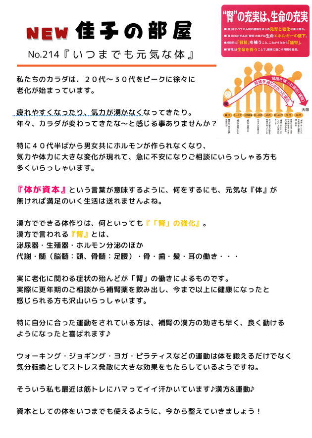 漢方医　北村佳子のコラム　No.214